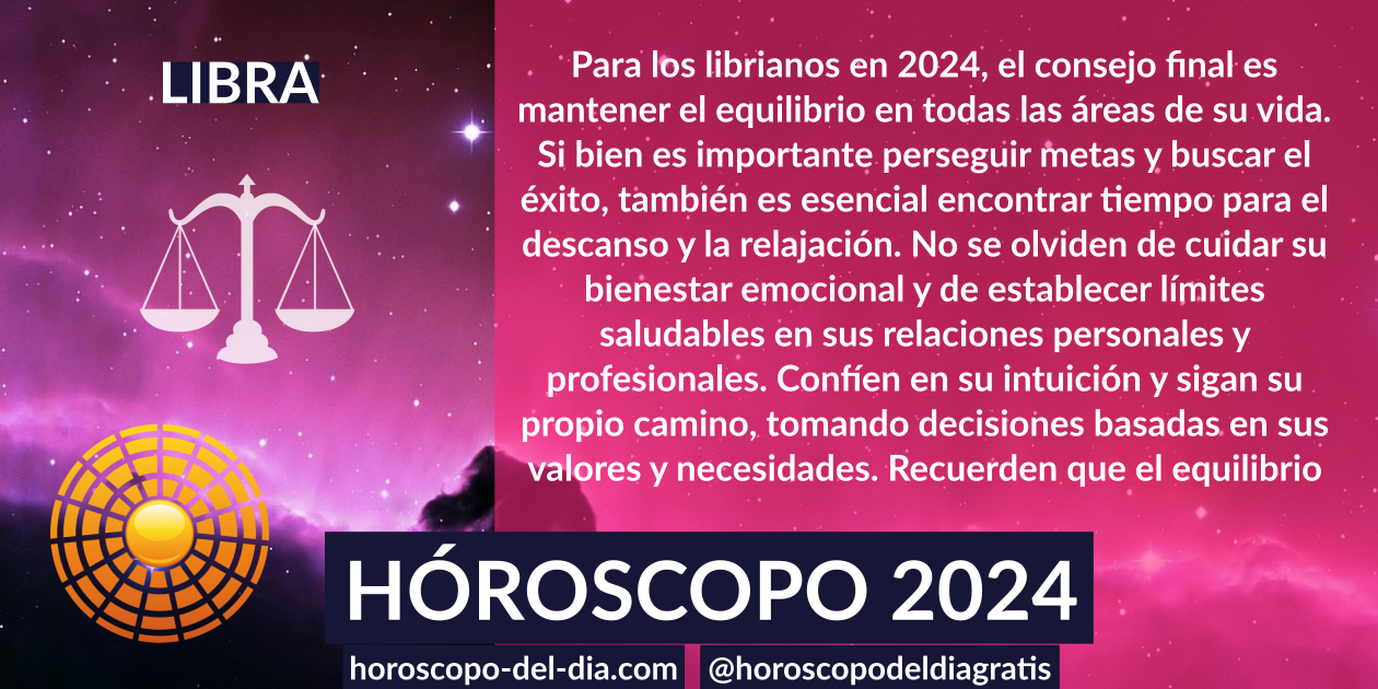 Libra Horóscopo 2024 Horoscopo del dia